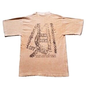 Vintage 90s Red Dirt Shirt Hawaii Sz Large Mens Orange Stonewash Double Side Tee